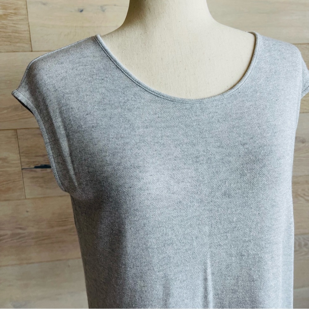 MASSIMO DUTTI TOP gray  t-shirt loose fitting with Metallic finishes size M